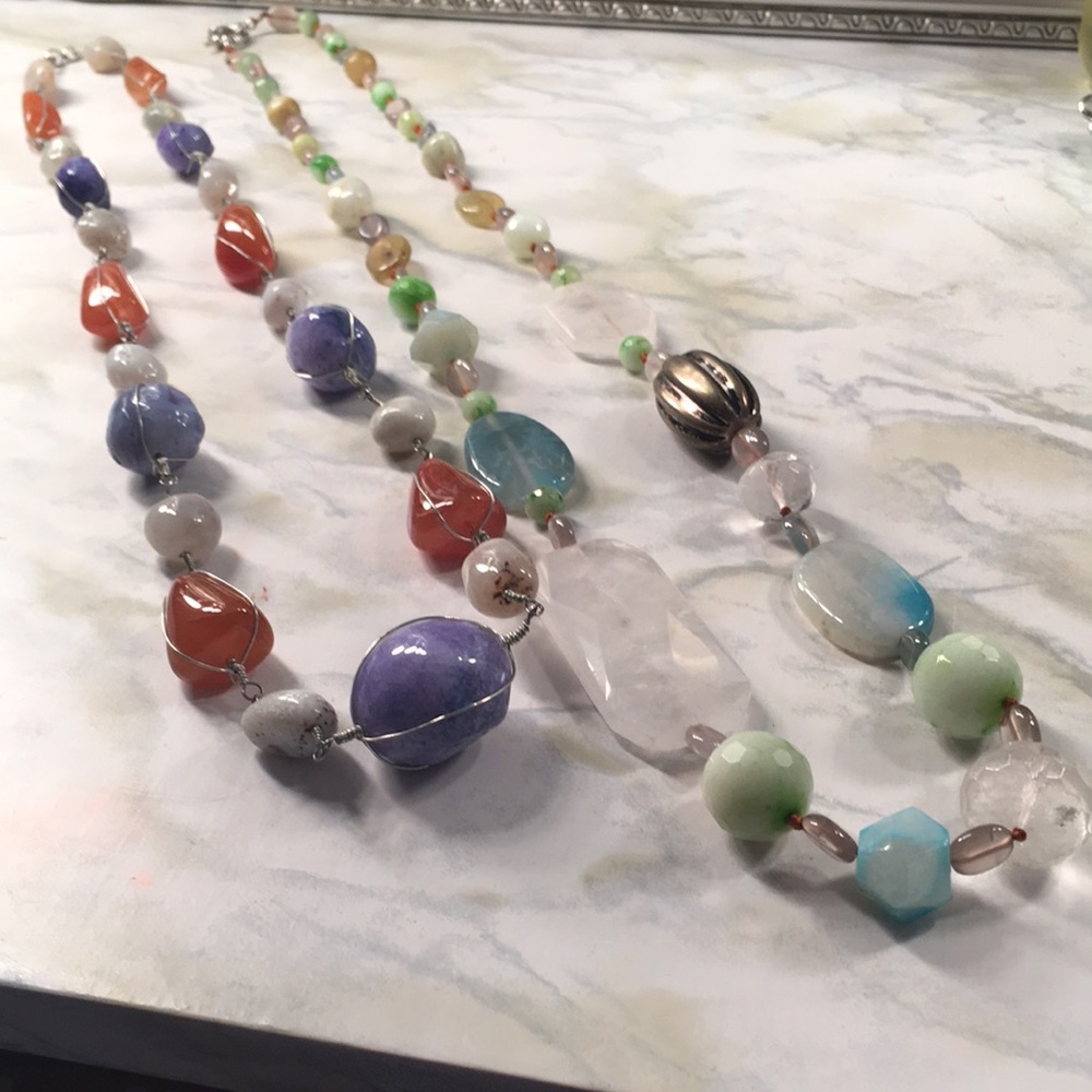 Beautiful stones and beads necklaces (long)